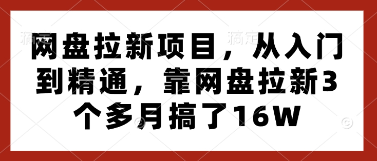 网盘拉新项目，从入门到精通，靠网盘拉新3个多月搞了16W-星禾网创星球