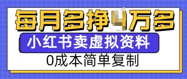 小红书虚拟资料项目，0成本简单复制，每个月多挣1W【揭秘】-星禾网创星球
