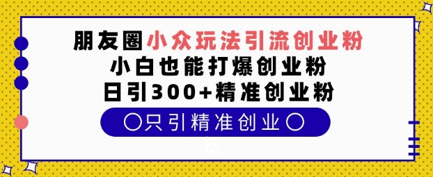 朋友圈小众玩法引流创业粉，小白也能打爆创业粉，日引300+精准创业粉【揭秘】-星禾网创星球