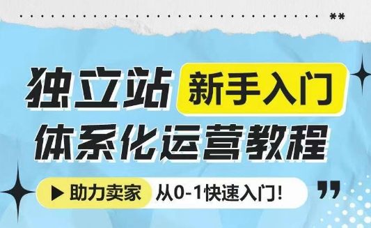 独立站新手入门体系化运营教程，助力独立站卖家从0-1快速入门!-星禾网创星球