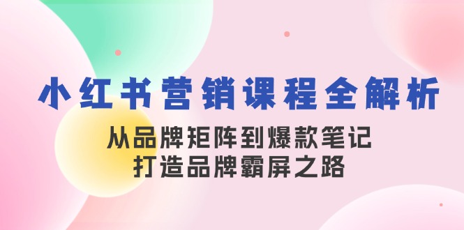 小红书营销课程全解析，从品牌矩阵到爆款笔记，打造品牌霸屏之路-星禾网创星球