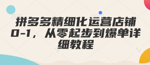 拼多多精细化运营店铺0-1，从零起步到爆单详细教程-星禾网创星球
