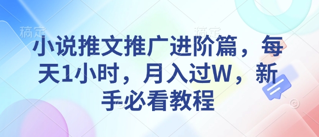 小说推文推广进阶篇，每天1小时，月入过W，新手必看教程-星禾网创星球