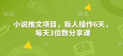 小说推文项目，新人操作6天，每天3位数分享课-星禾网创星球