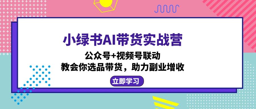 小绿书AI带货实战营：公众号+视频号联动，教会你选品带货，助力副业增收-星禾网创星球