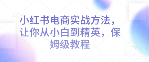 小红书电商实战方法，让你从小白到精英，保姆级教程-星禾网创星球
