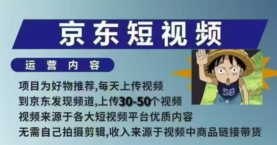 京东短视频带货课，无需自己拍摄剪辑，保姆式教学，两天快速上手-星禾网创星球