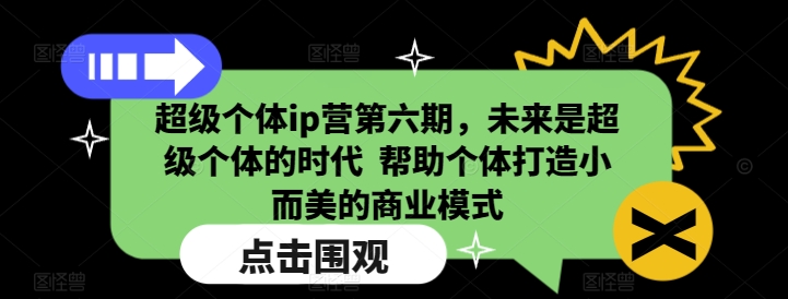 超级个体ip营第六期，未来是超级个体的时代  帮助个体打造小而美的商业模式-星禾网创星球