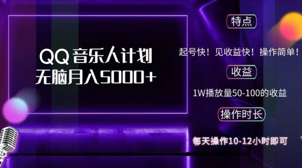 2024 QQ音乐人计划，纯无脑操作，轻松月入5000+，可批量放大操作-星禾网创星球