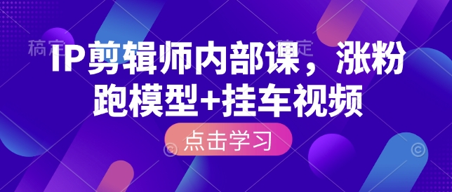 IP剪辑师内部课，涨粉跑模型+挂车视频-星禾网创星球