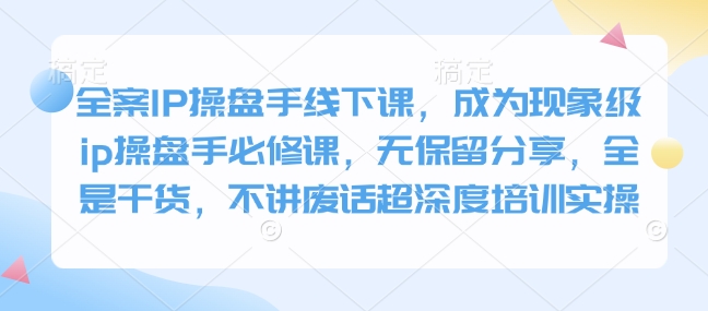 全案IP操盘手线下课，成为现象级ip操盘手必修课，无保留分享，全是干货，不讲废话超深度培训实操-星禾网创星球