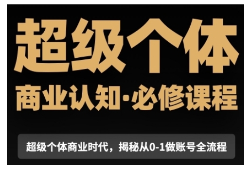 超级个体商业认知觉醒视频课，商业认知·必修课程揭秘从0-1账号全流程-星禾网创星球