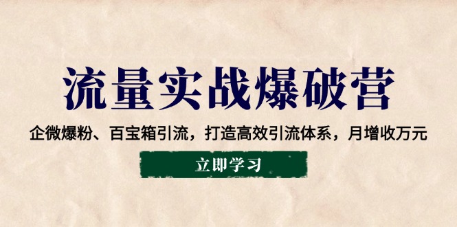 流量实战爆破营：企微爆粉、百宝箱引流，打造高效引流体系，月增收万元-星禾网创星球