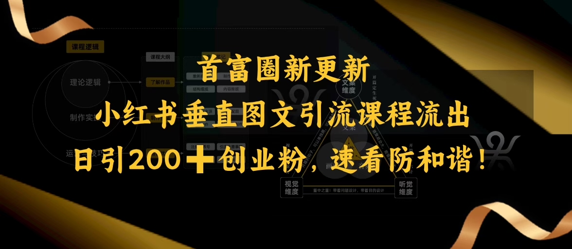小红书垂直图文引流课程流出，日引200+创业粉，速看防和谐-星禾网创星球