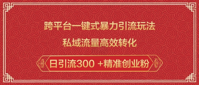 跨平台一键式暴力引流玩法，私域流量高效转化日引流300 +精准创业粉-星禾网创星球