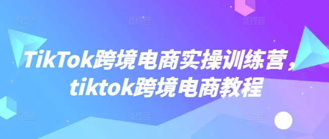 TikTok跨境电商实操训练营，tiktok跨境电商教程-星禾网创星球
