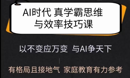 Ai时代真学霸思维与学习方法课，有格局且接地气，家庭教育有力参考-星禾网创星球