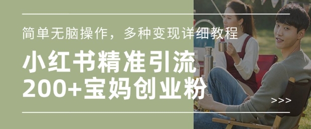 小红书混剪日引200+宝妈创业粉，简单无脑操作，多种变现详细教程-星禾网创星球