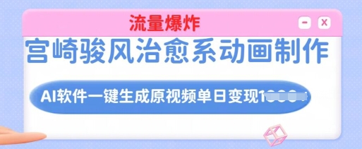 宫崎骏风治愈系动画制作，AI软件一键生成原创视频流量爆炸，单日变现多张，详细实操流程-星禾网创星球