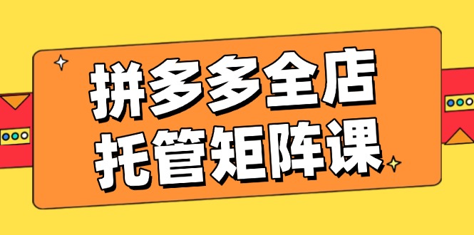 拼多多全店托管矩阵课，盈利动销玩法，高效计划设置，提升店铺效益-星禾网创星球
