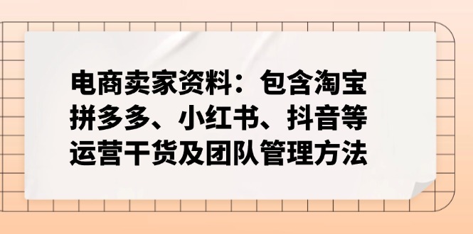 电商卖家资料：包含淘宝、拼多多、小红书、抖音等运营干货及团队管理方法-星禾网创星球