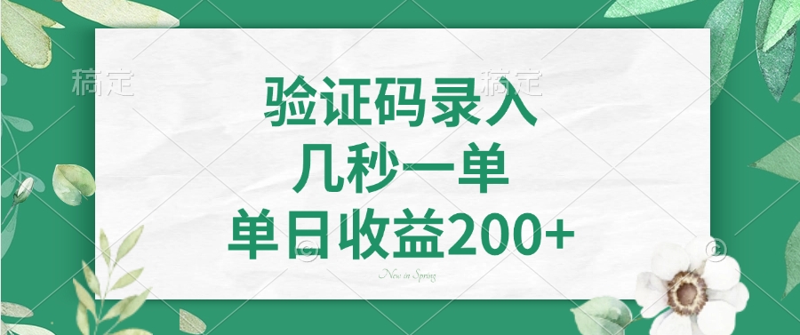 验证码录入，几秒一单，单日收益200+-星禾网创星球