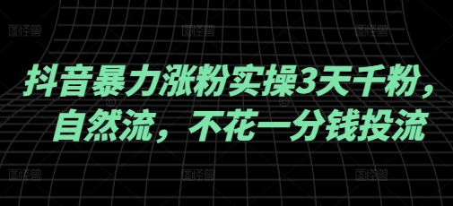 抖音暴力涨粉实操3天千粉，自然流，不花一分钱投流，实操经验分享-星禾网创星球