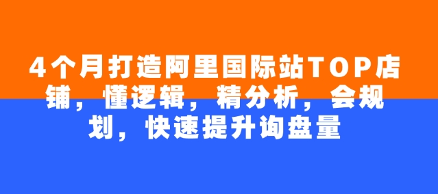 4个月打造阿里国际站TOP店铺，懂逻辑，精分析，会规划，快速提升询盘量-星禾网创星球