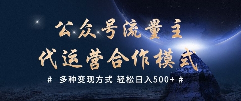 公众号流量主代运营  多种变现方式 轻松日入5张【揭秘】-星禾网创星球