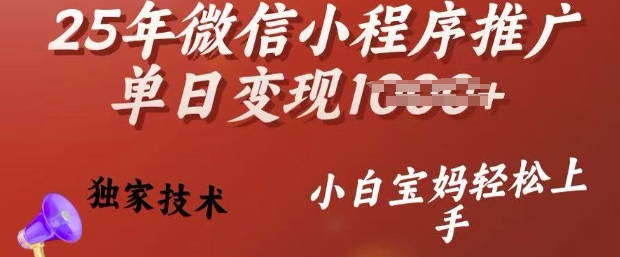 25年微信小程序推广单日变现多张，独家技术，小白宝妈轻松上手【揭秘】-星禾网创星球