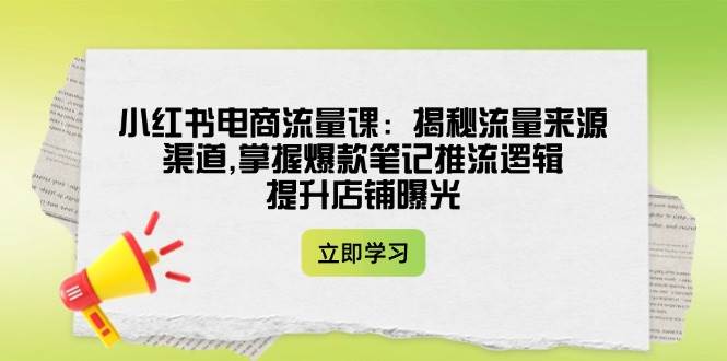 小红书电商流量课：揭秘流量来源渠道,掌握爆款笔记推流逻辑,提升店铺曝光-星禾网创星球