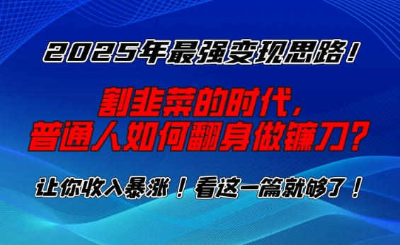 2025年最强变现思路，割韭菜的时代， 普通人如何翻身做镰刀？【揭秘】-星禾网创星球
