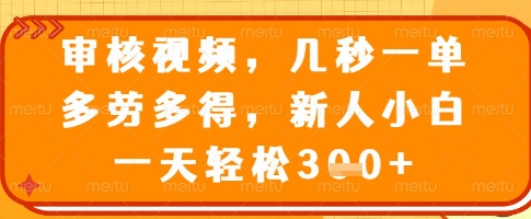 审核视频，几秒一单，多劳多得，新人小白一天轻松3张【揭秘】-星禾网创星球