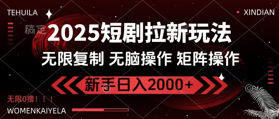 2025短剧拉新玩法，无需注册登录，无限0撸，无脑批量操作日入2000+-星禾网创星球