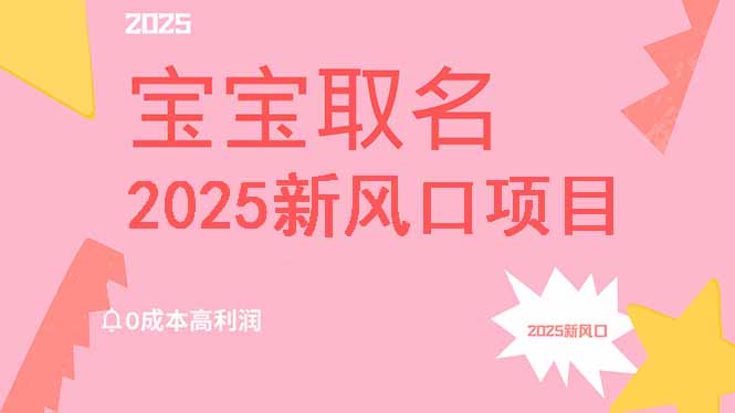 2025新风口项目宝宝取名，0成本高利润，附保姆级教程，月入过万不是梦-星禾网创星球