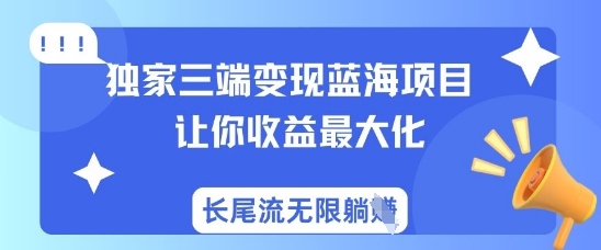 独家三端变现蓝海项目，让你收益最大化，长尾流无限躺挣-星禾网创星球