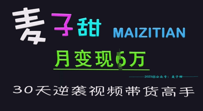 麦子甜30天逆袭视频带货高手，单月变现6W加特训营-星禾网创星球
