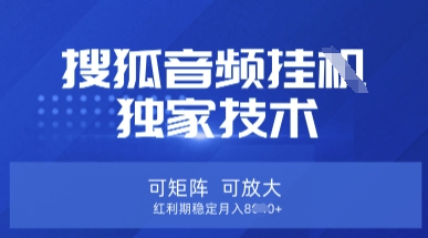 【搜狐音频挂G】独家技术，可矩阵可放大，红利期稳定月入8k【揭秘】-星禾网创星球