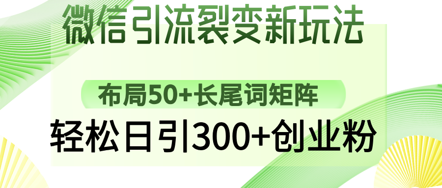 微信引流裂变新玩法：布局50+长尾词矩阵，轻松日引300+创业粉-星禾网创星球
