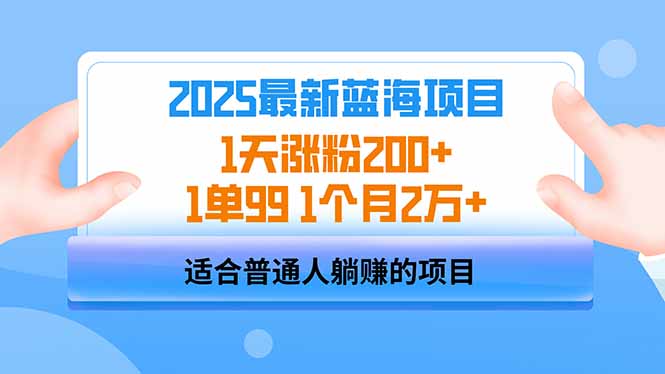 2025蓝海项目 1天涨粉200+ 1单99 1个月2万+-星禾网创星球