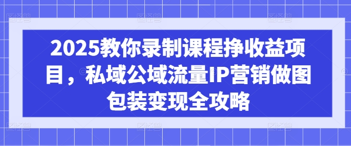 2025教你录制课程挣收益项目，私域公域流量IP营销做图包装变现全攻略-星禾网创星球