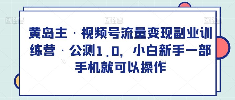 黄岛主·视频号流量变现副业训练营·公测1.0，小白新手一部手机就可以操作-星禾网创星球