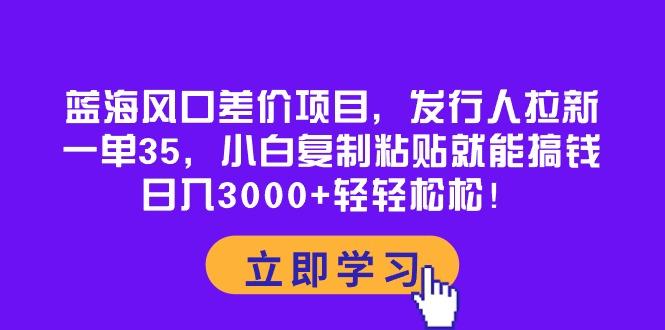 蓝海风口差价项目，发行人拉新，一单35，小白复制粘贴就能搞钱！日入30...-星禾网创星球
