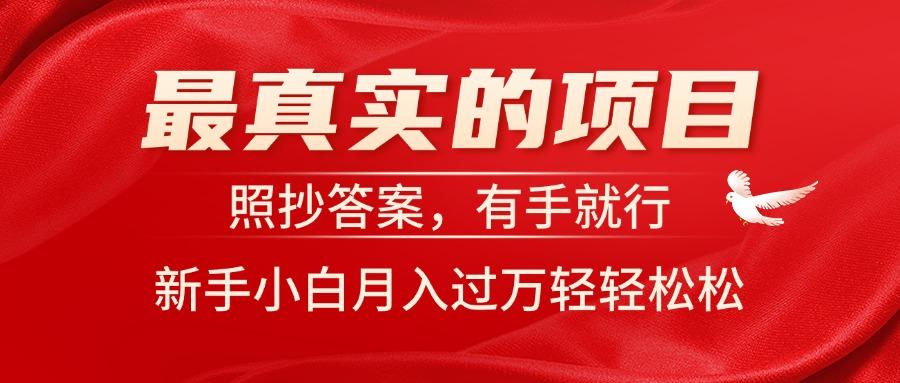 最真实的项目，照抄答案，有手就行，新手小白月入过万轻轻松松-星禾网创星球