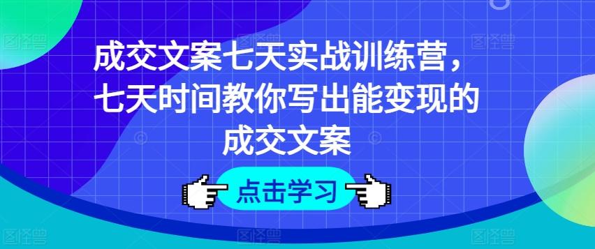 成交文案七天实战训练营，七天时间教你写出能变现的成交文案-星禾网创星球