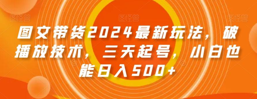 图文带货2024最新玩法，破播放技术，三天起号，小白也能日入500+【揭秘】-星禾网创星球
