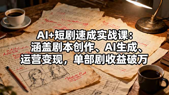 AI+短剧速成实战课:涵盖剧本创作、AI生成、运营变现,单部剧收益破万-星禾网创星球