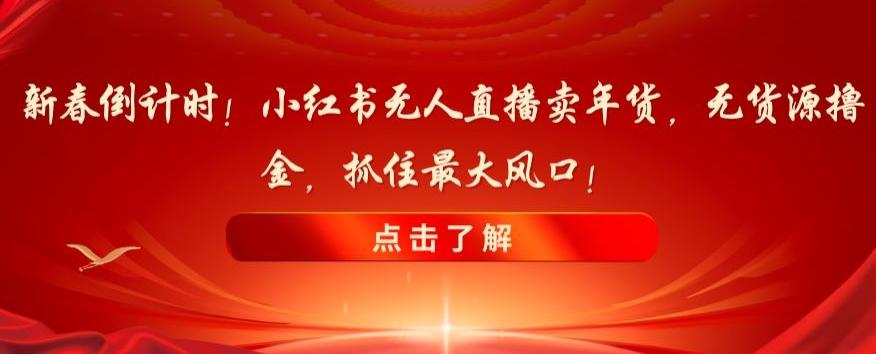 新春倒计时！小红书无人直播卖年货，无货源撸金，抓住最大风口【揭秘】-星禾网创星球