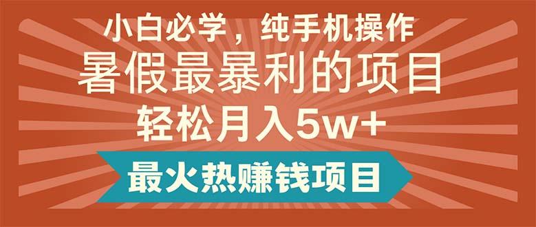 小白必学，纯手机操作，暑假最暴利的项目轻松月入5w+最火热赚钱项目-星禾网创星球