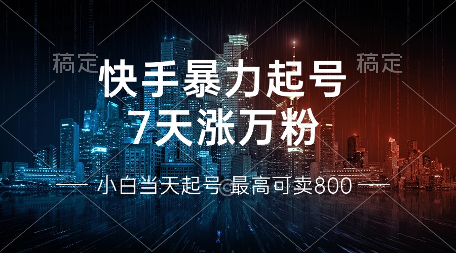 快手暴力起号，7天涨万粉，小白当天起号 多种变现方式，账号回收，单月...-星禾网创星球